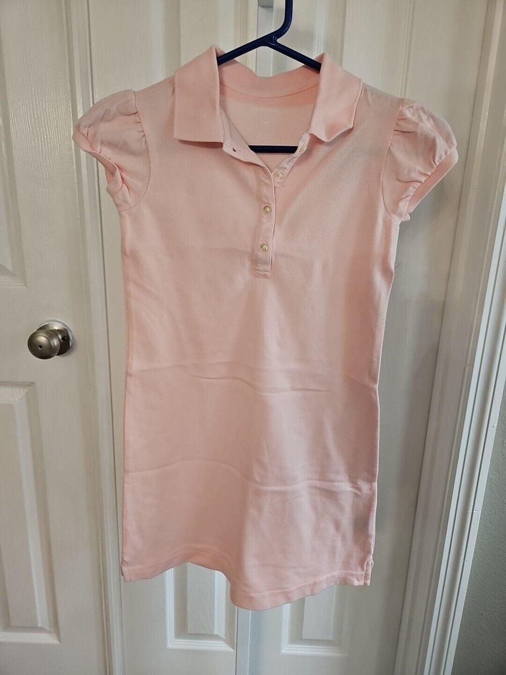 NWT Lands' End Girl's Mesh Cap Polo Dress - Size 7 - NEW - Pink - school uniform
